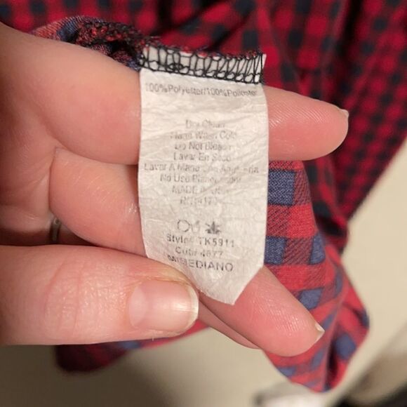 Women’s- Gingham Checked Peplum Bubble Sleeve Key Hole Back Blouse - Picture 6 of 8